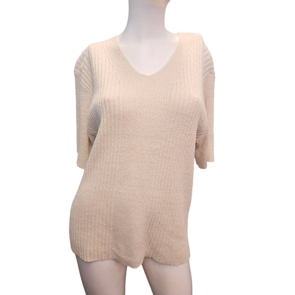Orvis Cream Ribbed Silk Blend Sweater size XL